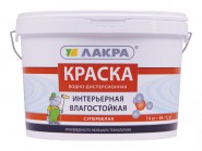 Краска интерьерная влагост. супербел,14кг. Лакра