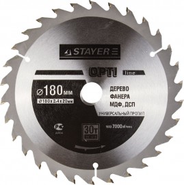 ДИСК ПИЛЬНЫЙ STAYER MASTER OPTI-Line 180*20мм 30Т по дереву