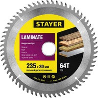 ДИСК ПИЛЬНЫЙ STAYER 235*30мм 64Т по ламинату