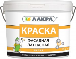 Краска латексная фасадная белая 6,5кг Лакра