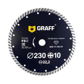 ДИСК АЛМАЗНЫЙ GRAFF ТУРБО 230*10*2,8*22,23 по бетону и камню
