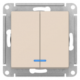 ВЫКЛЮЧАТЕЛЬ СП 2 кл. бежевый  с подсветкой AtlasDesign