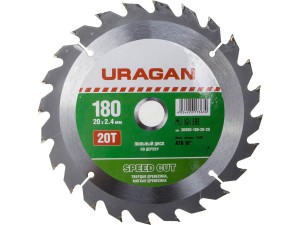 ДИСК ПИЛЬНЫЙ URAGAN 180*20 мм, 20Т по дереву