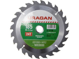 ДИСК ПИЛЬНЫЙ URAGAN 185*30/20мм по дереву 24Т
