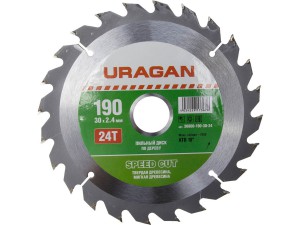 ДИСК ПИЛЬНЫЙ URAGAN 190*30мм  24Т по дереву